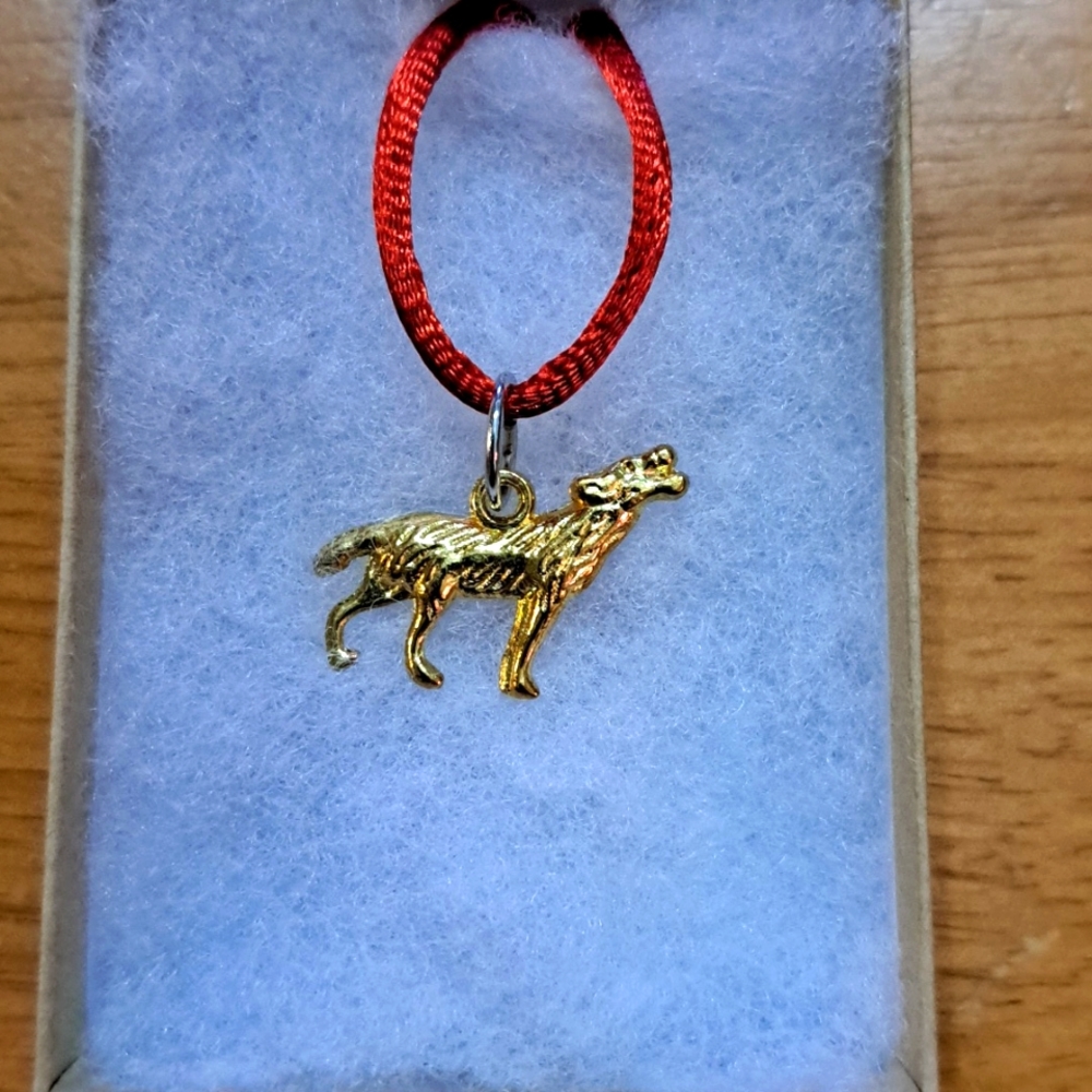 Gold Howling Wolf Necklace